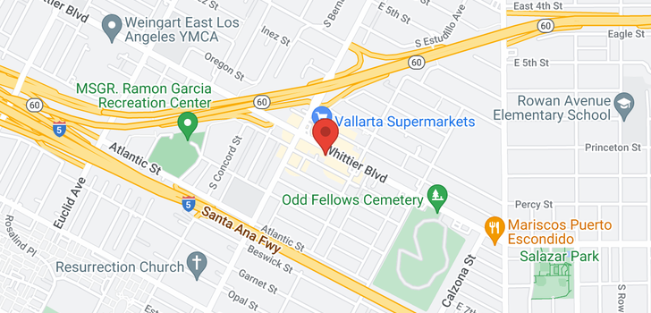 map of 3442 Whittier Los Angeles, CA 90023
